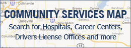 Community Services Map - Search for hospitals, career centers, drivers licenses and more.
