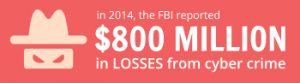 In 2014, the FBI reported $800 million in losses from cyber crime.